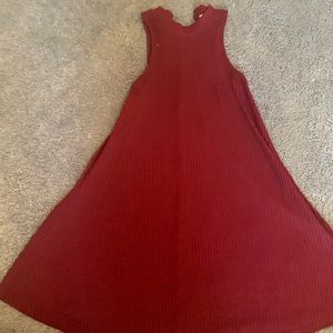 Deep red high collard dress